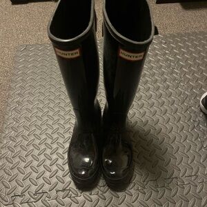 Hunter Black Winter Rain Boots Knee-High Waterproof